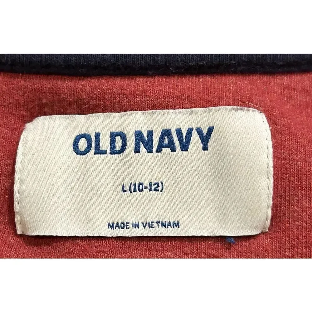 Old Navy Kid Boys Long-Sleeve V-Neck Knit Ribbed Shirt Top Size Large 10/12